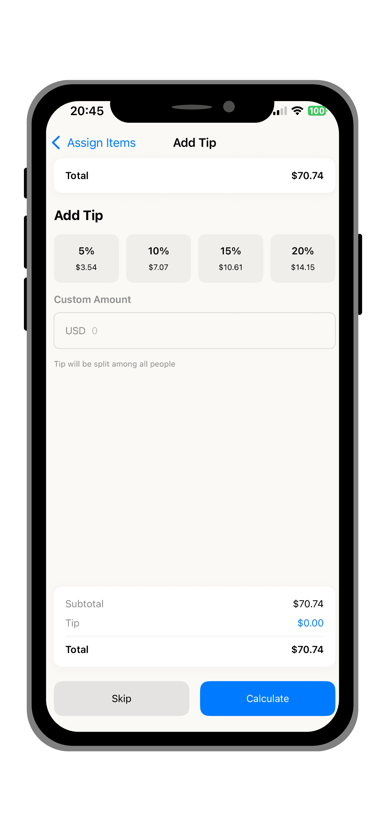 Add Tip & Tax